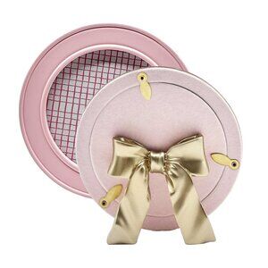 4" Pink Round Gold Bow Easel Stand Picture Frame